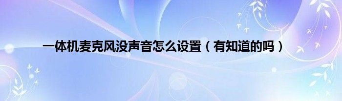 一体机麦克风没声音怎么设置（有知道的吗）