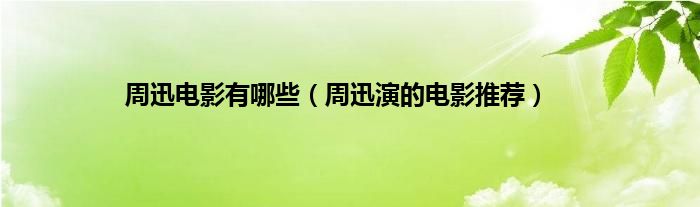 周迅电影有哪些（周迅演的电影推荐）