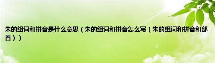 朱的组词和拼音是什么意思（朱的组词和拼音怎么写（朱的组词和拼音和部首））