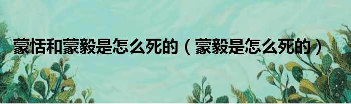 蒙恬和蒙毅是怎么死的（蒙毅是怎么死的）