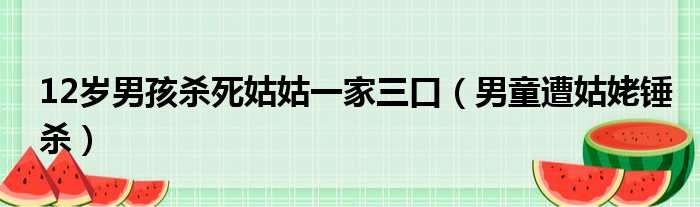 12岁男孩杀死姑姑一家三口（男童遭姑姥锤杀）