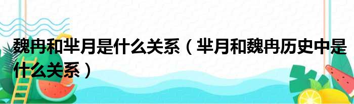 魏冉和芈月是什么关系（芈月和魏冉历史中是什么关系）