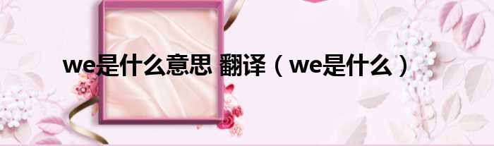 we是什么意思 翻译（we是什么）