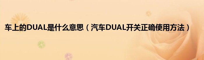 车上的DUAL是什么意思（汽车DUAL开关正确使用方法）