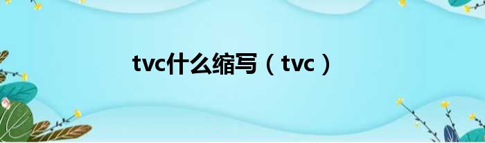 tvc什么缩写（tvc）