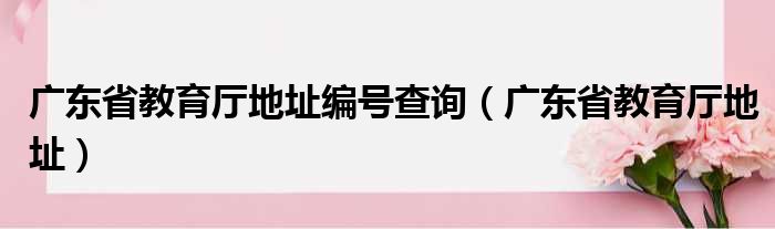 广东省教育厅地址编号查询（广东省教育厅地址）