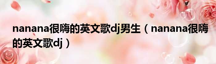 nanana很嗨的英文歌dj男生（nanana很嗨的英文歌dj）