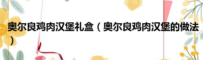 奥尔良鸡肉汉堡礼盒（奥尔良鸡肉汉堡的做法）