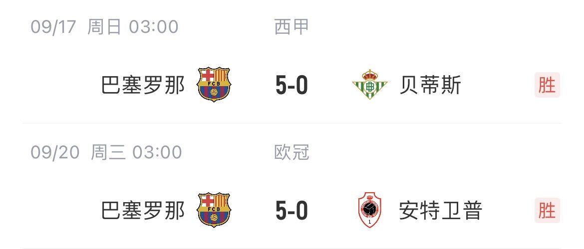 久违了！巴萨连场5-0大胜