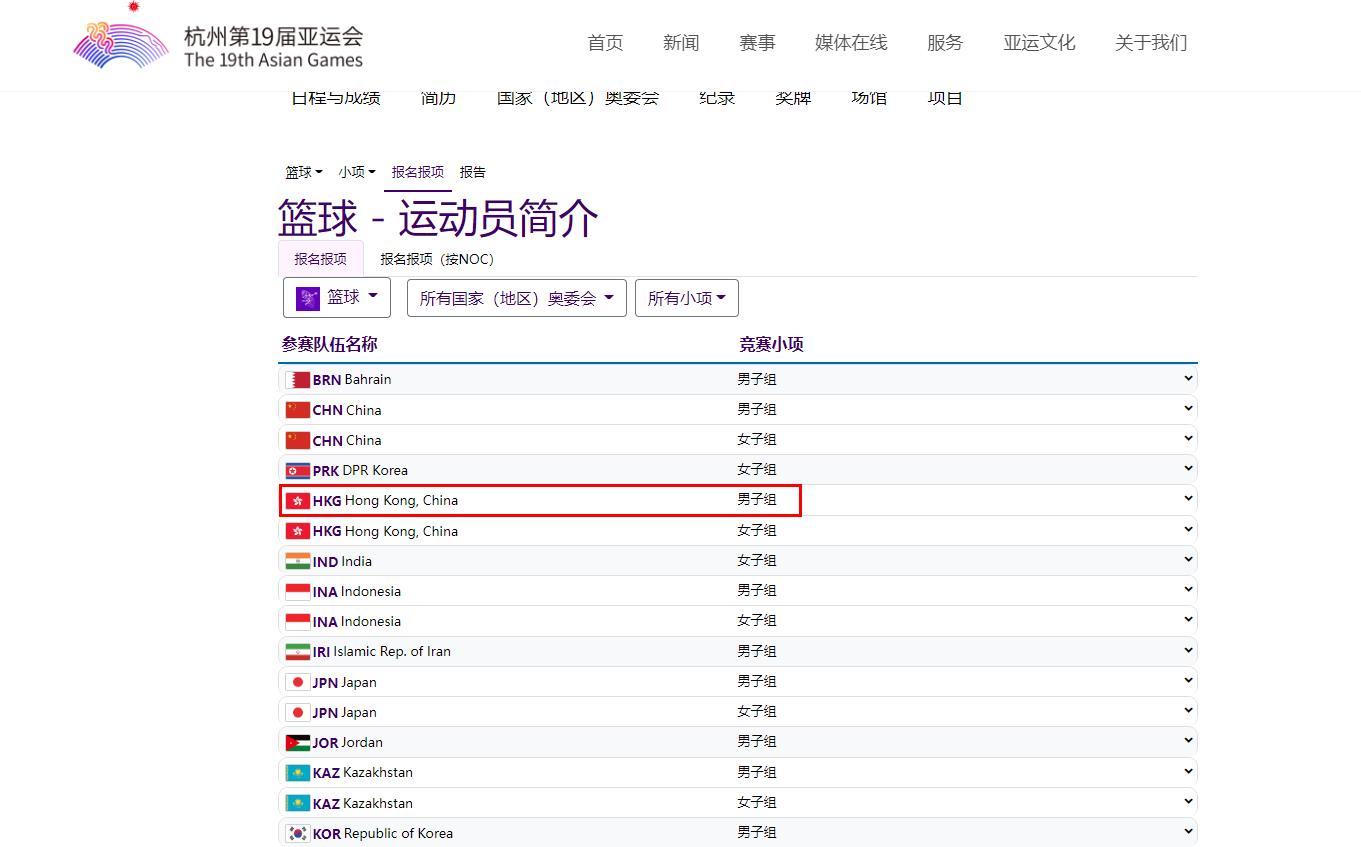 ✅中国香港男篮正式顶替黎巴嫩参加亚运会