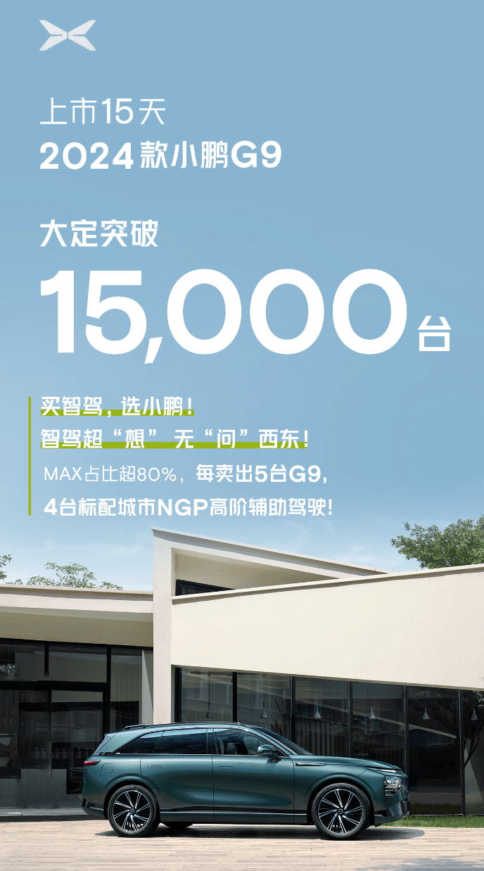 下一个爆款？2024款小鹏G9上市15天大定破15000台