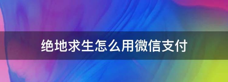 绝地求生怎么用微信支付