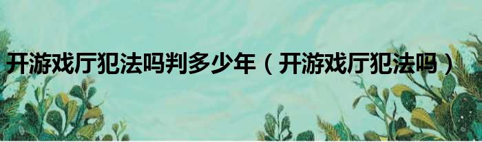 开游戏厅犯法吗判多少年