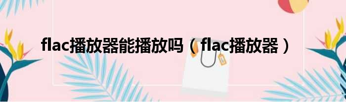 flac播放器能播放吗