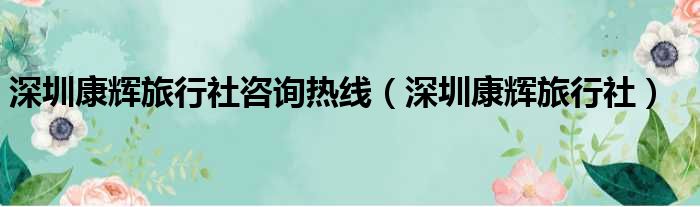 深圳康辉旅行社咨询热线