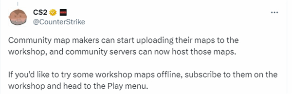 《CS2》全新补丁 创意工坊地图上线 修复更多bug