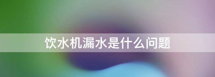 饮水机漏水怎么回事及如何解决