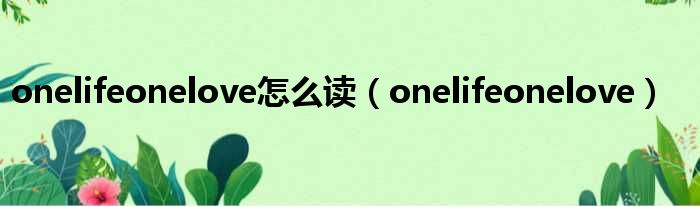 onelifeonelove怎么读