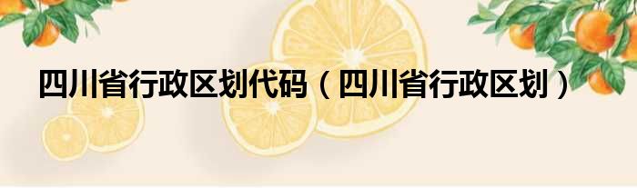 四川省行政区划代码