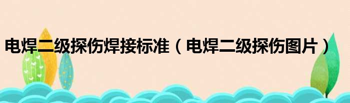 电焊二级探伤焊接标准