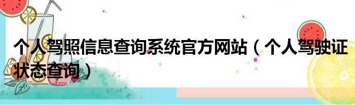 个人驾照信息查询系统官方网站