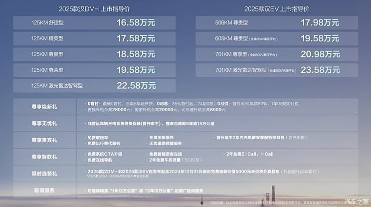 售16.58万起 2025款比亚迪汉正式上市