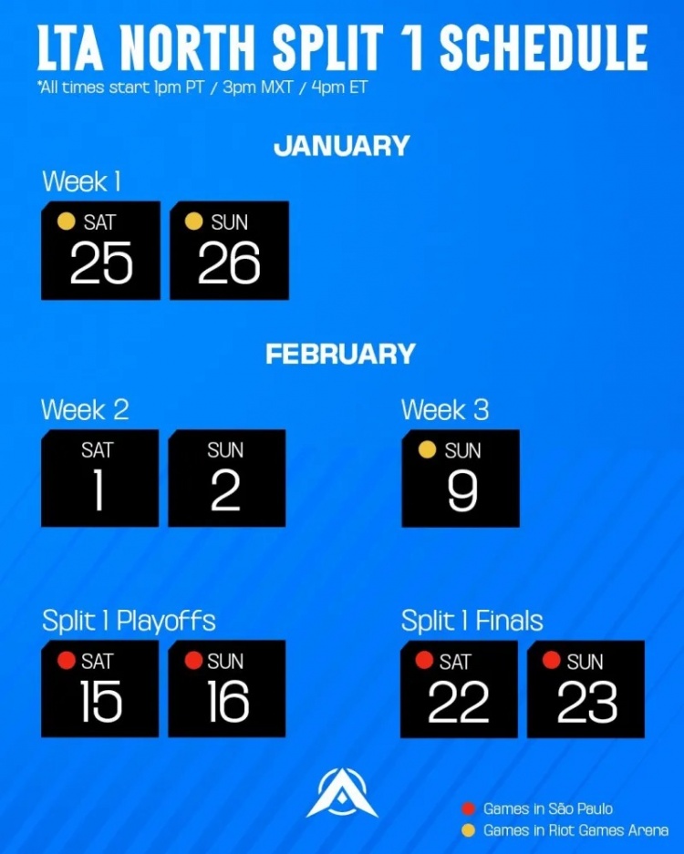 LTA北部联赛2025第一赛段时间表：1月25日正式开赛